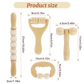 4-In-1 Faszienrolle Holz, Exquisites Faszienstab Holz, Premium Massageroller, Anti-Cellulite Massage Gerät Massagegerät Roller Massageroller für Zuhause/Büro/Reisen