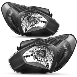 SOCKIR Headlight Assembly Fit for 2007-2011 Hyundai Accent, Rainproof Dustproof with Easy Installation, Black Housing with Clear Reflector (Driver & Passenger Side)