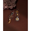 Teppdfann 14K Gold Plated Vintage Sun Moon and Star Asymmetric
