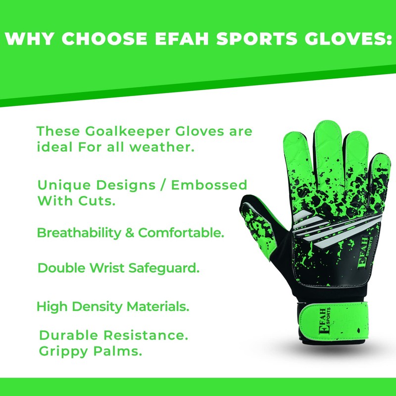 EFAH SPORTS Football Goalkeeper Gloves For Boys kids Children Youth