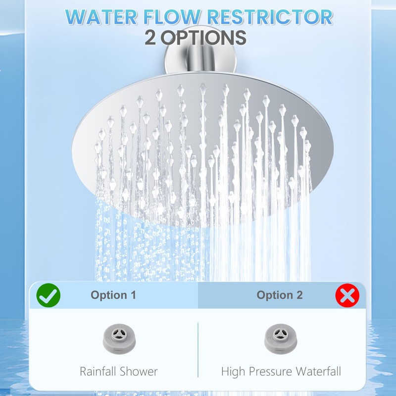 KINLIV 8 Inch Round Rain Shower Head Chrome, All Metal