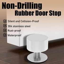 PHITUODA White Door Stops with Extra Stickers, No Drill Heavy Duty Rubber Doorstops,Sound Dampening Door Stopper for Bottom of Door, Home & Office Use, 1 Pack