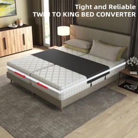 NICENEEDED 393 Inch Long Twin Bed Connector, 0.98" Wide Mattress Connect Strap with Metal Buckle, White Split King Connector for Family Room Home