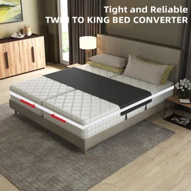 NICENEEDED 393 Inch Long Twin Bed Connector, 0.98" Wide Mattress Connect Strap with Metal Buckle, White Split King Connector for Family Room Home