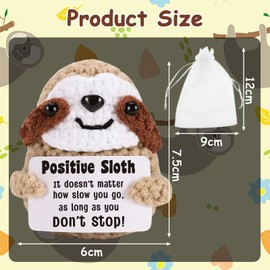 Positive Sloth,Sloth Gifts for Women,Inspirational Positive Crochet Sloth,Emotional Support Gift,for Women's Birthday Gift Graduation Gift,Uplifting Cute Tabletop Decoration,with a Storage Bag