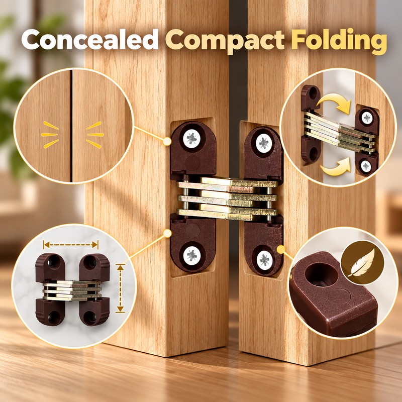 33x11mm Plastic Hidden Hinges Invisible Folding Cross Hinges for Furniture