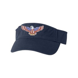 One Size Navy Visor USA Bald Eagle Stars & Stripes Flag Patriotic Embroidered Visor Dad Hat