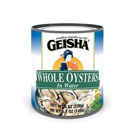 GEISHA Whole Oysters in Water 8oz(Pack of 12), Boiled Oysters| Ready to Eat -Zero Trans Fat - No Sugar Added – Farm Raised – Good Source of Iron – Gluten Free – Excellent Source of Protein