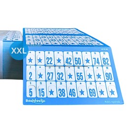 Bashtastic 102 Bingo Boxes XXL - Bingo Boxes XXL Blue with Box of 300 g, Bingo Boxes for 90 Balls, Reusable, Numbered and Different