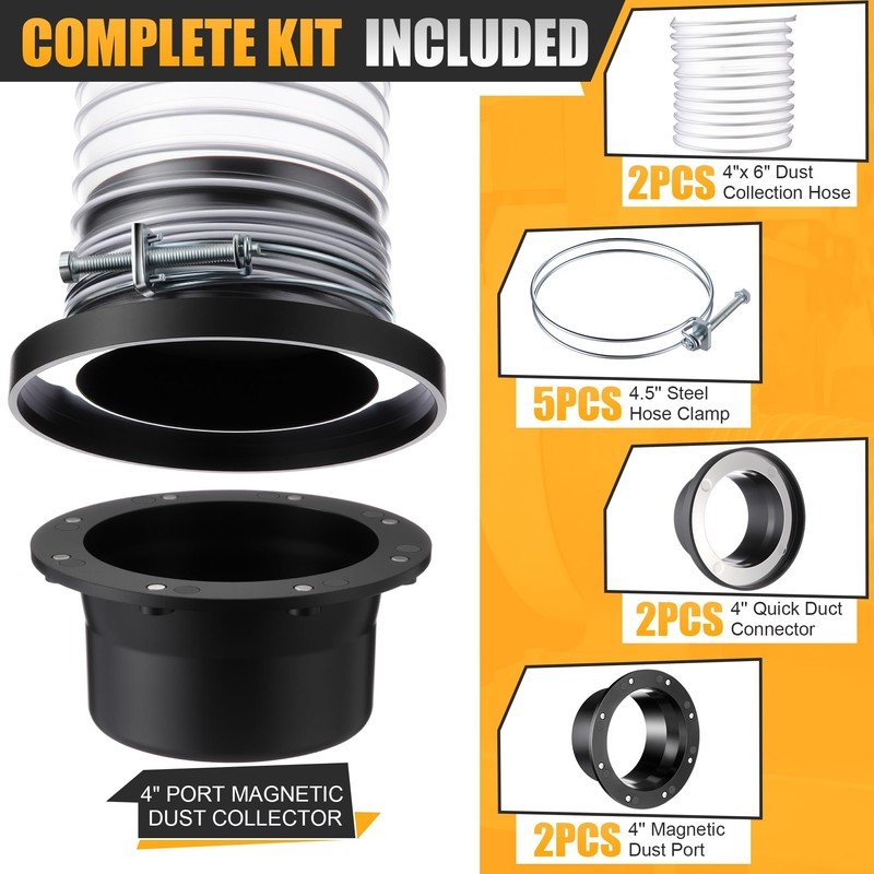 Saillong 4" Magnetic Dust Collector Fast Connect System – 10PC