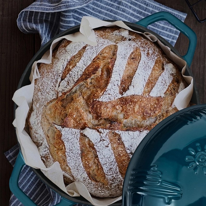 Flavehc Bread Oven Cast Iron Bread Dutch Oven with Cloche