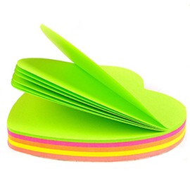 Colorful Sticky Notes, 3 Inch x 3 Inch, Heart Shape, Fluorescent Color Collection,100 Sheets Per Pad Pack of 6 Pads