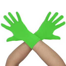 Aniler Men's and Women's Wrist Length Full Finger Costume Stretchy Glove (One Size, Lime Green)