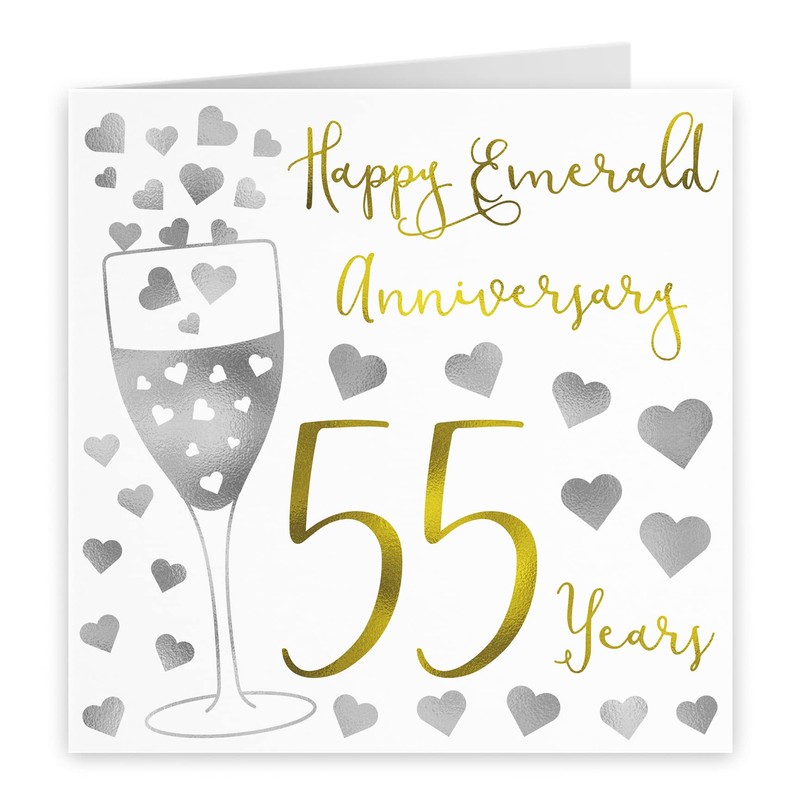 Hunts England - 55th Wedding Anniversary Card - Happy Emerald