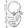 QMVMV Funny Elephant Keyring Gifts Animal Lover Gift Beware Crazy