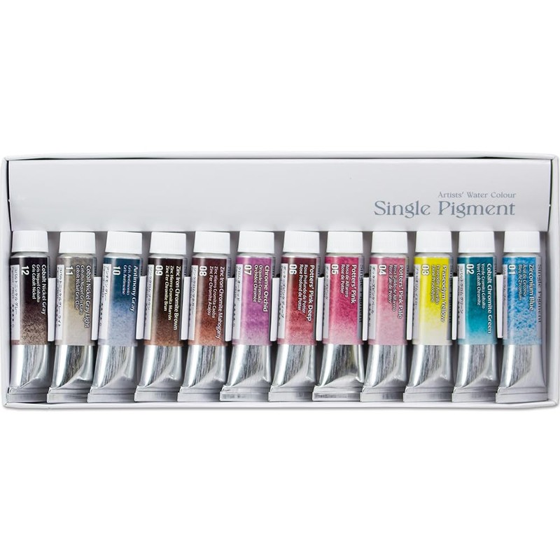 Kusakabe 314054 Watercolor Single Pigment Watercolor Granulation, Set of 12