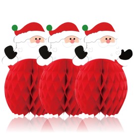 deerzon Christmas Santa Ornament Decoration, Santa Claus Honeycomb Ball Party Decoration for Girls Boys