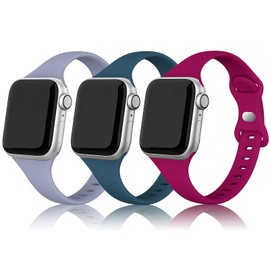SWEES - Correa deportiva compatible con iWatch de 38 mm/40 mm, 3 paquetes de pulseras estrechas de silicona suave, delgada, pequeña, compatible con iWatch Series 6, 5, 4, 3, 2, 1, SE, Sport Edition para mujeres y hombres