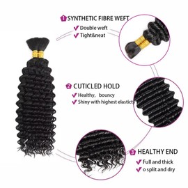 VIYAVIYA 24 Inch Human Braiding Hair Deep Wave Bulk for Braiding 2 Bundle 50g No Weft Human Deep Curly Hair for Boho Braids Human Hair Deep Wave Natural Colour (2 Bundle, 100g a Lot)