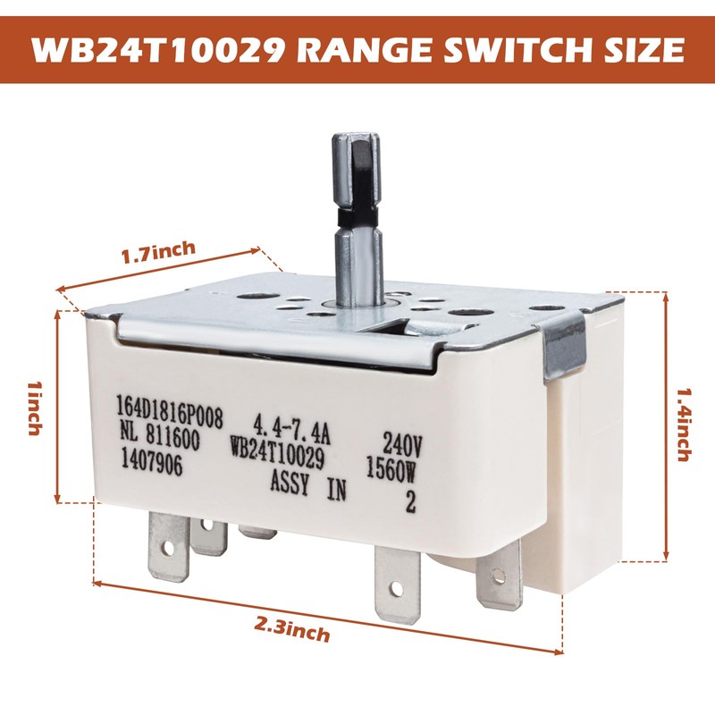 IWIWE WB24T10029 Range Surface Burner Control Switch Replacement for GE