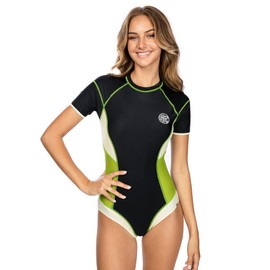 AXESEA Womens One Piece Swimsuit Short Sleeve UV UPF 50+ Sun Protection Rash Guard Surfing Bathing Suit Swimwear