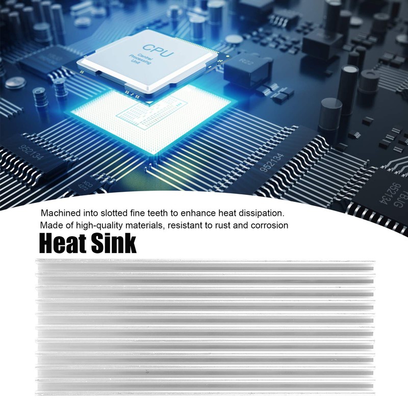 10pcs Aluminium Heatsink, 40 x 8 x 100 mm Radiator