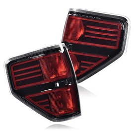 DOTCOM Tail Lights Assembly Fit For Ford F150 Pickup 2009-2014 Rear Lamps (Not Fit Flareside Models,Not Fit Ogriginal Model w/LED Tail Lamp) Dark Red Luces Traseras,Faros Traseros