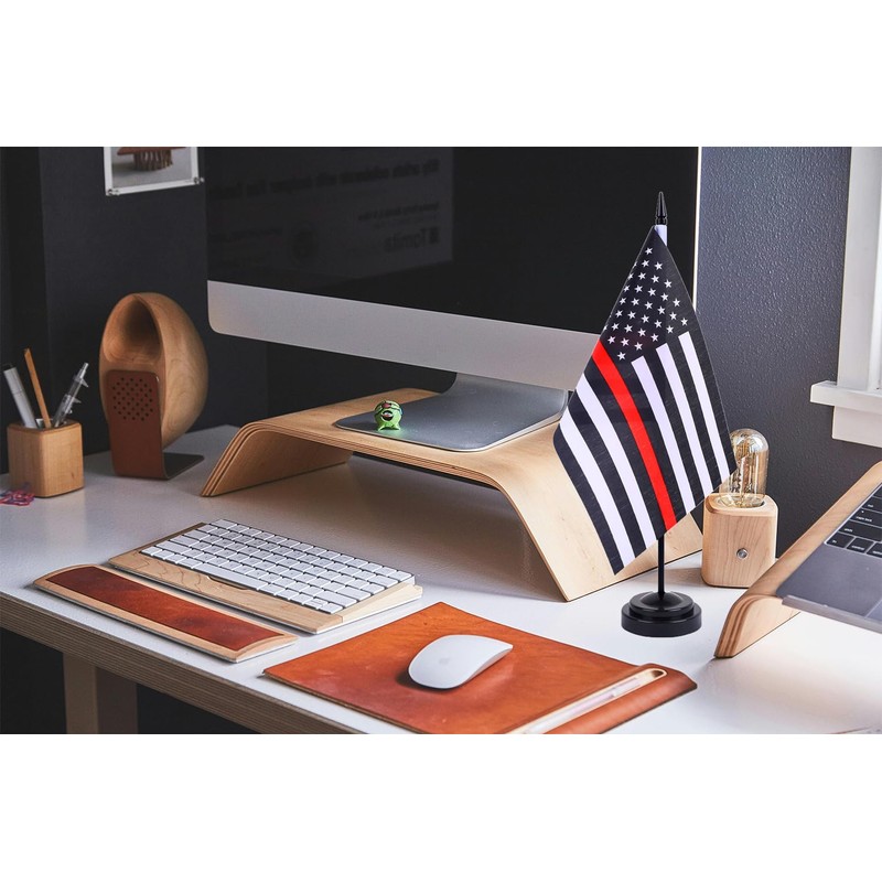 2 Pack USA Thin Red Line Flag Firefighter Deluxe Desk