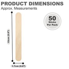 Pack of 50 6 Inch Wooden Craft Sticks - Ice Lolly Sticks, 15cm Large Wooden Wax Sticks, Great for Arts & Crafts, Popsicles, Tongue Depressors and Much More (50 15cm Craft Sticks)