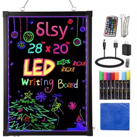 Slsy Illuminated LED Message Writing Board, 24''X16" Erasable Neon Effect Men...