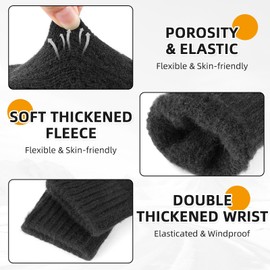 TAGVO Fingerless Gloves for Men and Women, Stretched, Breathable, Knitted Warm Winter Gloves, Winter Outdoor Soft Inner Fleece, Warm Gloves for Work, Driving, Cycling, Outdoor Sports