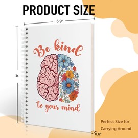 Mhfpl Be Kind to Your Mind Cute Flower Brain Spiral Notebook, Self Care Journal Gifts for Women, Inspirational Mental Health Gifts, Christmas Birthday Gifts for Mom Aunt Sister Daughter