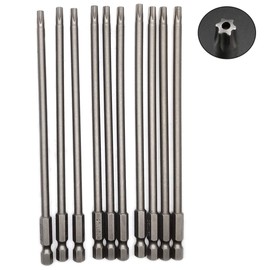 10PCS 6"/150mm T25 Torx Head Screwdriver Bit Set, 1/4 Inch Hex Shank with Quick Release Slot,S2 Steel Magnetic Security Tamper Proof Star 6 Point Screw Driver Kit Tools(TT25)