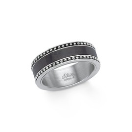 s.Oliver Men's 8mm Carbon Stainless Steel Ring, Stainless steel, carbon