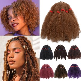 3 Bundles Marley Twist Hair Crochet Afro Marley Kinky Curly Hair Extensions Synthetic Braiding Hair Extensions Light Chestnut Brown