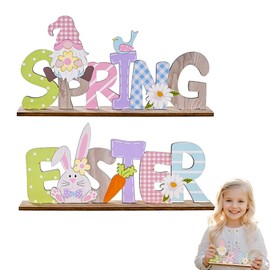 Spring Bunny Decoration Set – Easter Lettering Stand, Wooden Inscription 'Frohes Frühlingsfest' with Rabbits, Carrots & Parties