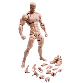 1:12 Scale Male Action Figure 6" Super Flexible Powerful Muscle Figure Miniature Figure Body Doll with Interchangeable Hands and Accessories Collection (White Skin)