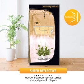 Spider Farmer Pro-Grade Grow Tent, 28" x 28" x 63", Thickest Hydroponic Grow Tent Made of Highest-Density 1680D Diamond Mylar Canvas, for Indoor Growing (Match with SF1000 Grow Light) —2.3’ x 2.3’