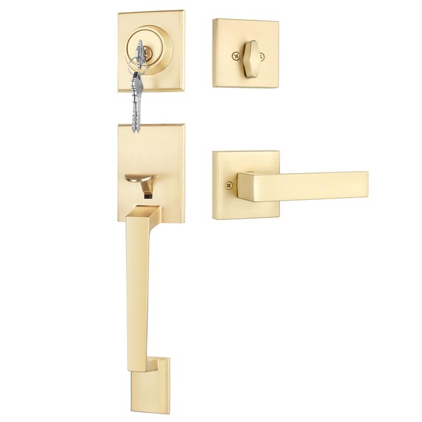 Haidms Gold Front Door Handle and Deadbolt Set, Entry Door