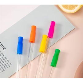 5PCS Hot Pink Reusable Straw Tips,Stainless Silicone Straw Tips,for 8mm Diameter Stainless Steel Straws and Glass Straws Hot Drinks