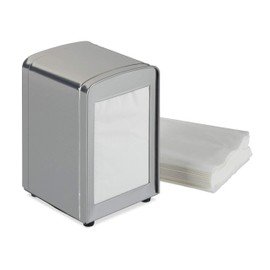 1 x Napkin Dispenser Retro Metal Small Gastro Napkin Holder for Ice Cream Parlor, Café, Bistro, HBT: 15 x 9.5 x 11, Silver