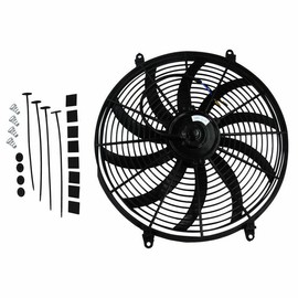 16" Universal Electric Fan Radiator Cooling Fan 12V 120W Push/Pull Mounting Kit with Thermostat Relay