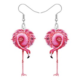NEWEI Acrylic Cute Pink Flamingo Earrings Gifts for Women Birds Lovers Dangle Jewelry Accessories Charms (Flamingo B)