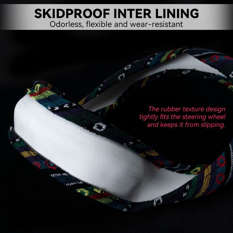 Limsas Boho Steering Wheel Cover Elastic Microfiber for Women, Universal