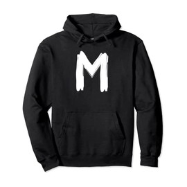 Creative Bold White Letter M - Design - Alphabet - Marker Pullover Hoodie