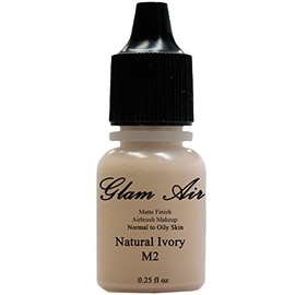 Glam Air Airbrush Makeup Water Based Foundation in Matte Finish for Flawless Looking Skin (0.25oz Bottles) (M2 NATURAL IVORY)