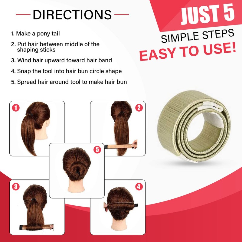Glamza Women's Magic Hair Bun Snap Styling Donut Former French
