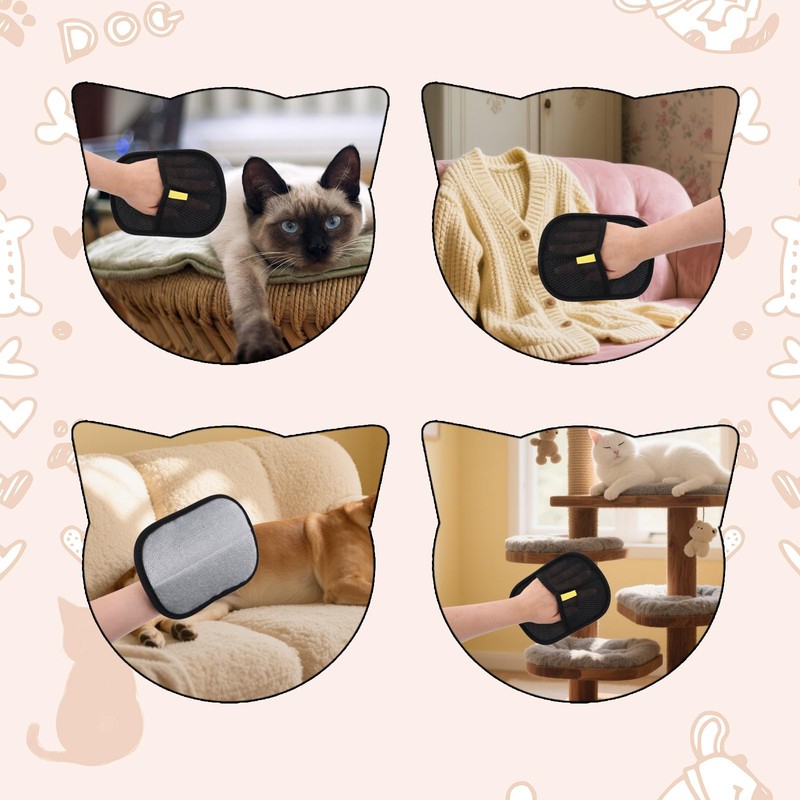 2pcs Pet Hair Remover Gloves, Reusable Electrostatic Pet Hair Remover