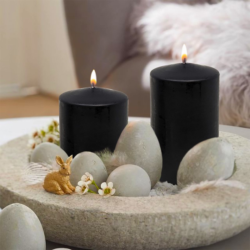 Hyoola Black Pillar Candles 50/100 mm (2x4 Inch) - 4