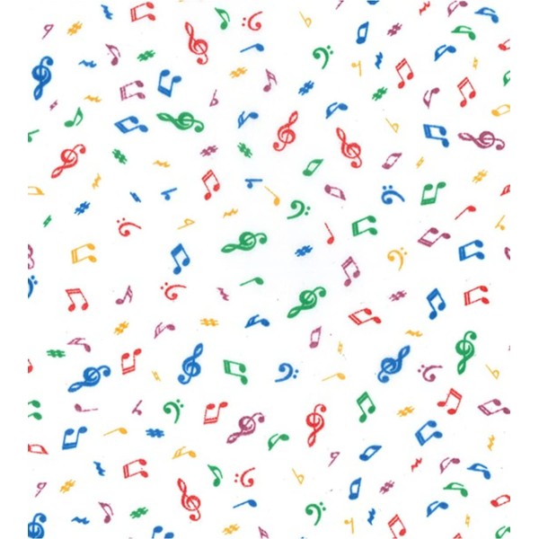 Printed Polycotton Craft Fabric Material - Rainbow Notes, 1Mtr 110cmx100cm